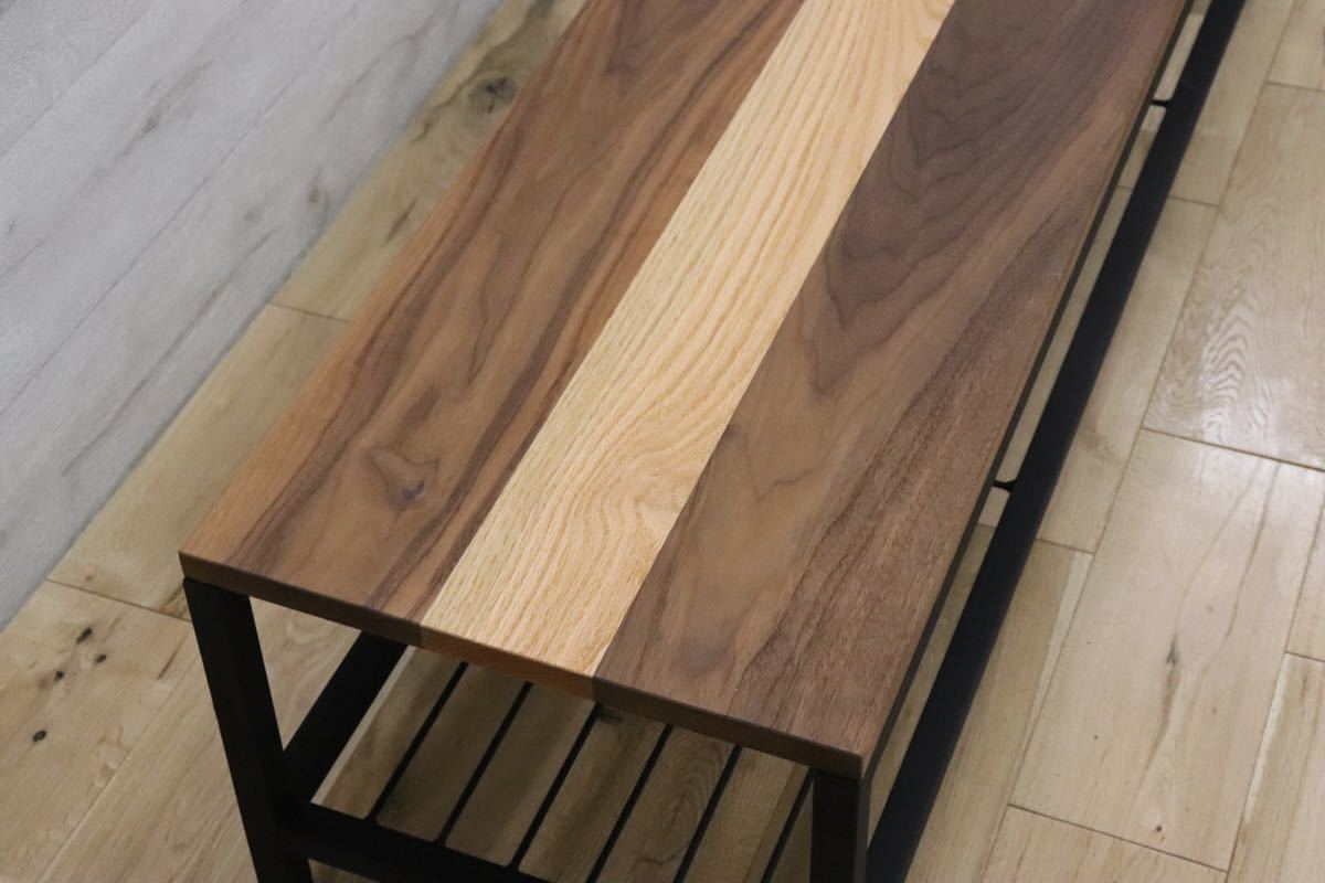 Guide-Maker ○ オーク×ウォールナット 無垢材 TVボード リビングボード サイドボード アイアン マットブラック 北欧 モダン 展示品