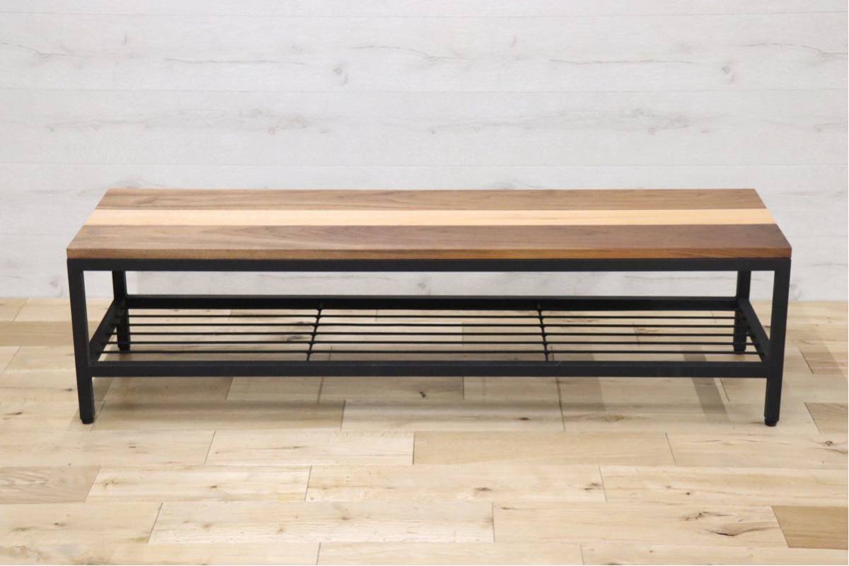 Guide-Maker ○ オーク×ウォールナット 無垢材 TVボード リビングボード サイドボード アイアン マットブラック 北欧 モダン 展示品