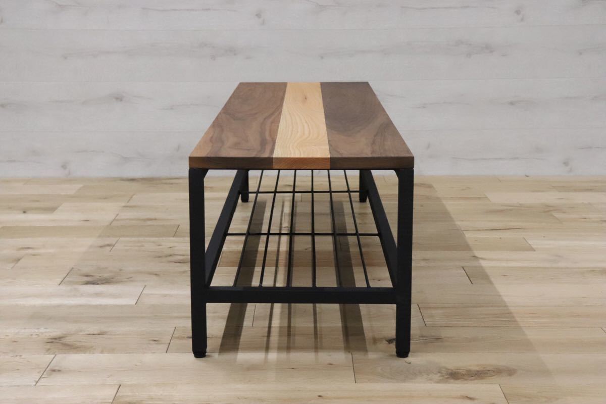 Guide-Maker ○ オーク×ウォールナット 無垢材 TVボード リビングボード サイドボード アイアン マットブラック 北欧 モダン 展示品