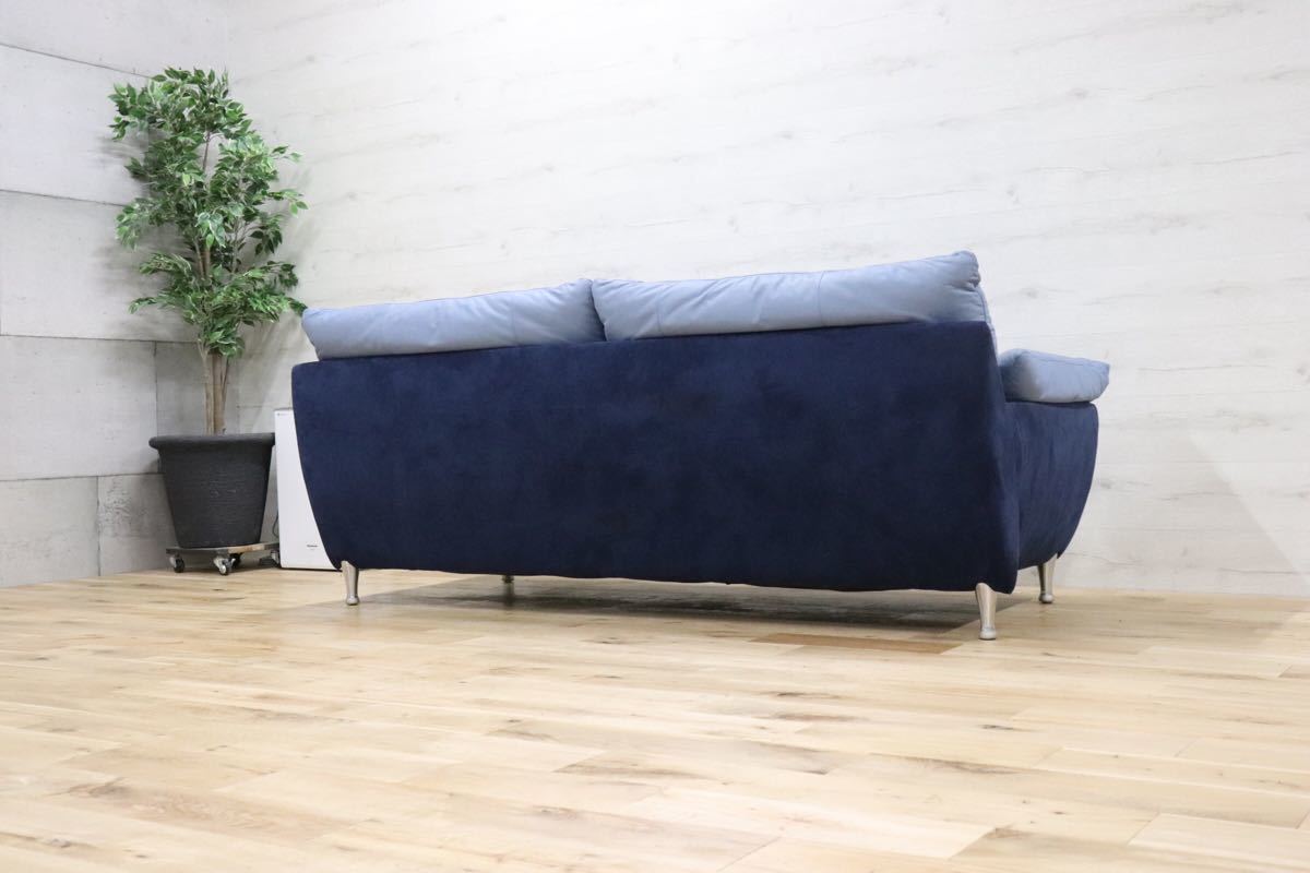 gmck387 ○ ROLF BENZ ロルフベンツ 5600 IDC大塚家具 ドイツ 最高級 3人掛け トリプルソファ 約150万 本革×スウェード 検)B&B cassina