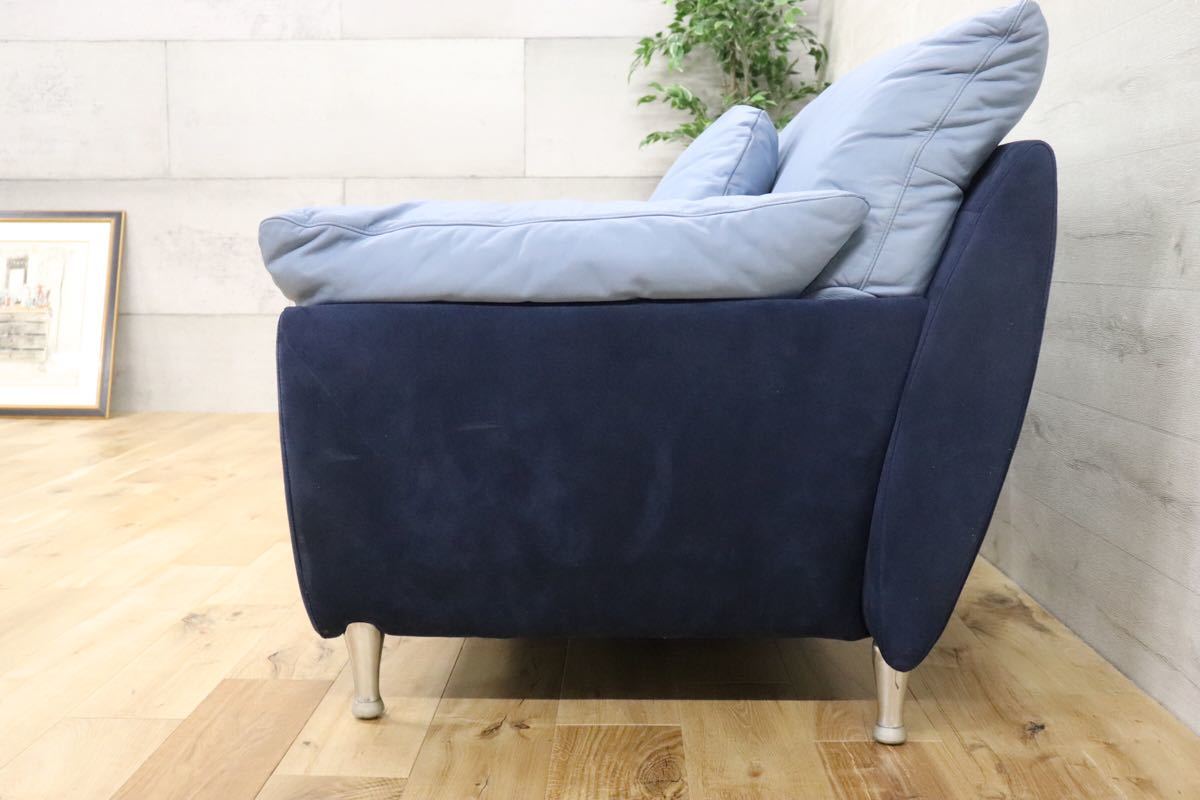 gmck387 ○ ROLF BENZ ロルフベンツ 5600 IDC大塚家具 ドイツ 最高級 3人掛け トリプルソファ 約150万 本革×スウェード 検)B&B cassina