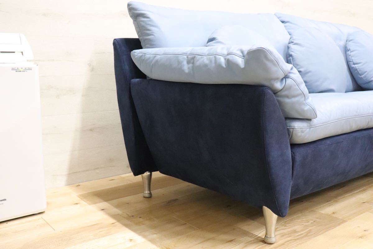 gmck387 ○ ROLF BENZ ロルフベンツ 5600 IDC大塚家具 ドイツ 最高級 3人掛け トリプルソファ 約150万 本革×スウェード 検)B&B cassina