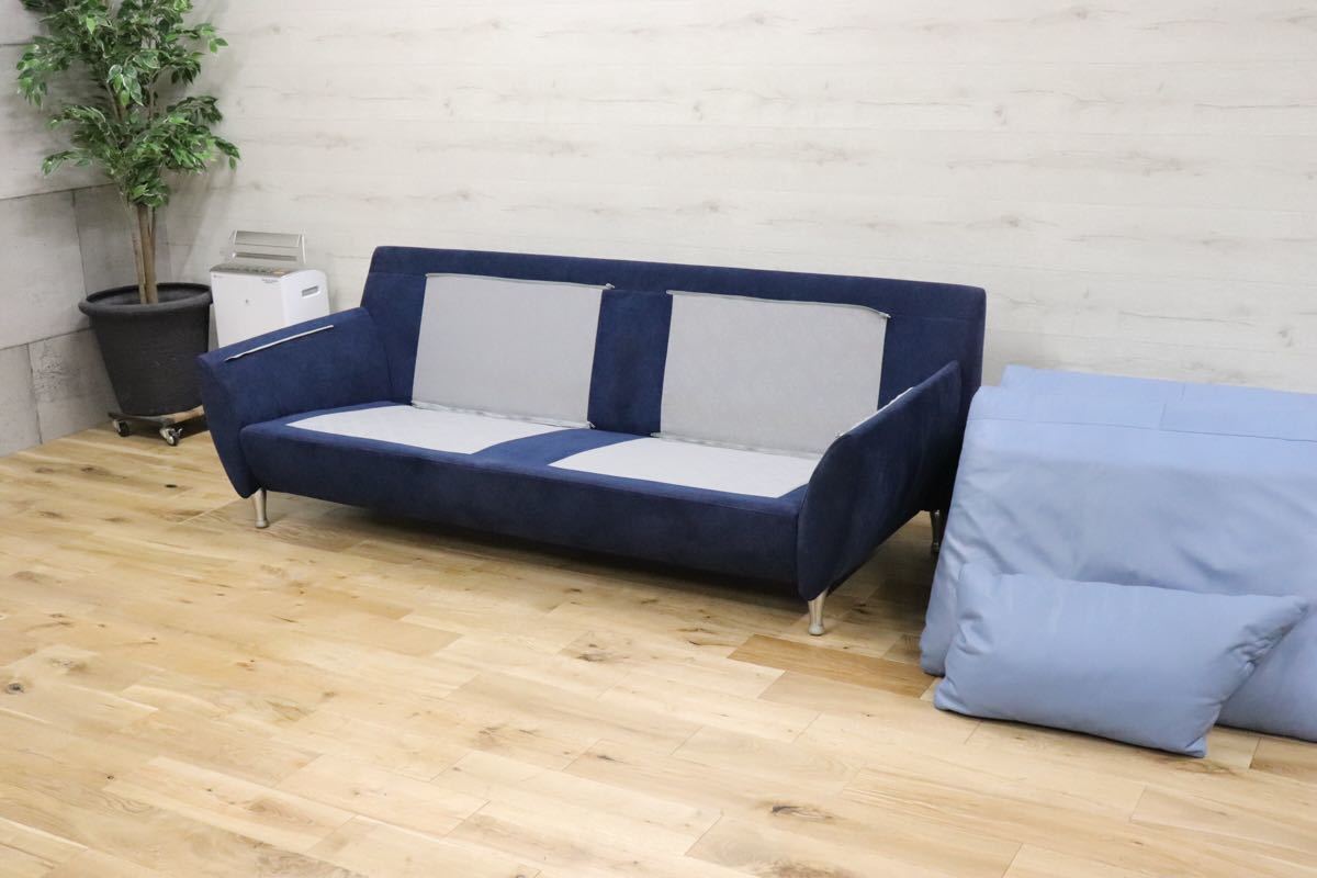 gmck387 ○ ROLF BENZ ロルフベンツ 5600 IDC大塚家具 ドイツ 最高級 3人掛け トリプルソファ 約150万 本革×スウェード 検)B&B cassina