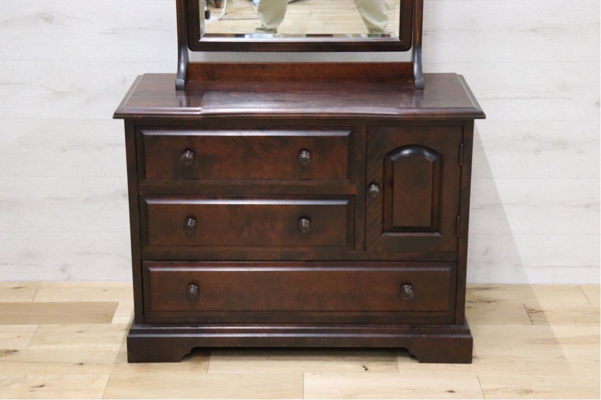 gmcn27 ○ 北海道民芸家具 鏡台 ドレッサー チェスト 樺材 民芸 家具 アンティーク 約30万 検)松本民芸家具