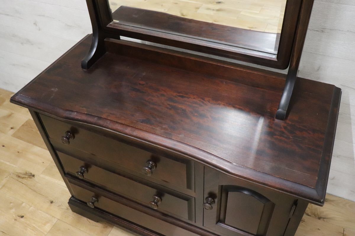 gmcn27 ○ 北海道民芸家具 鏡台 ドレッサー チェスト 樺材 民芸 家具 アンティーク 約30万 検)松本民芸家具