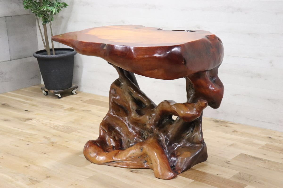 GMCK585○逸品 衝立 変木 無垢材 テーブル コンソール 飾り台 花台 オブジェ 和家具 座敷 玄関 天然木 工芸品 自然木