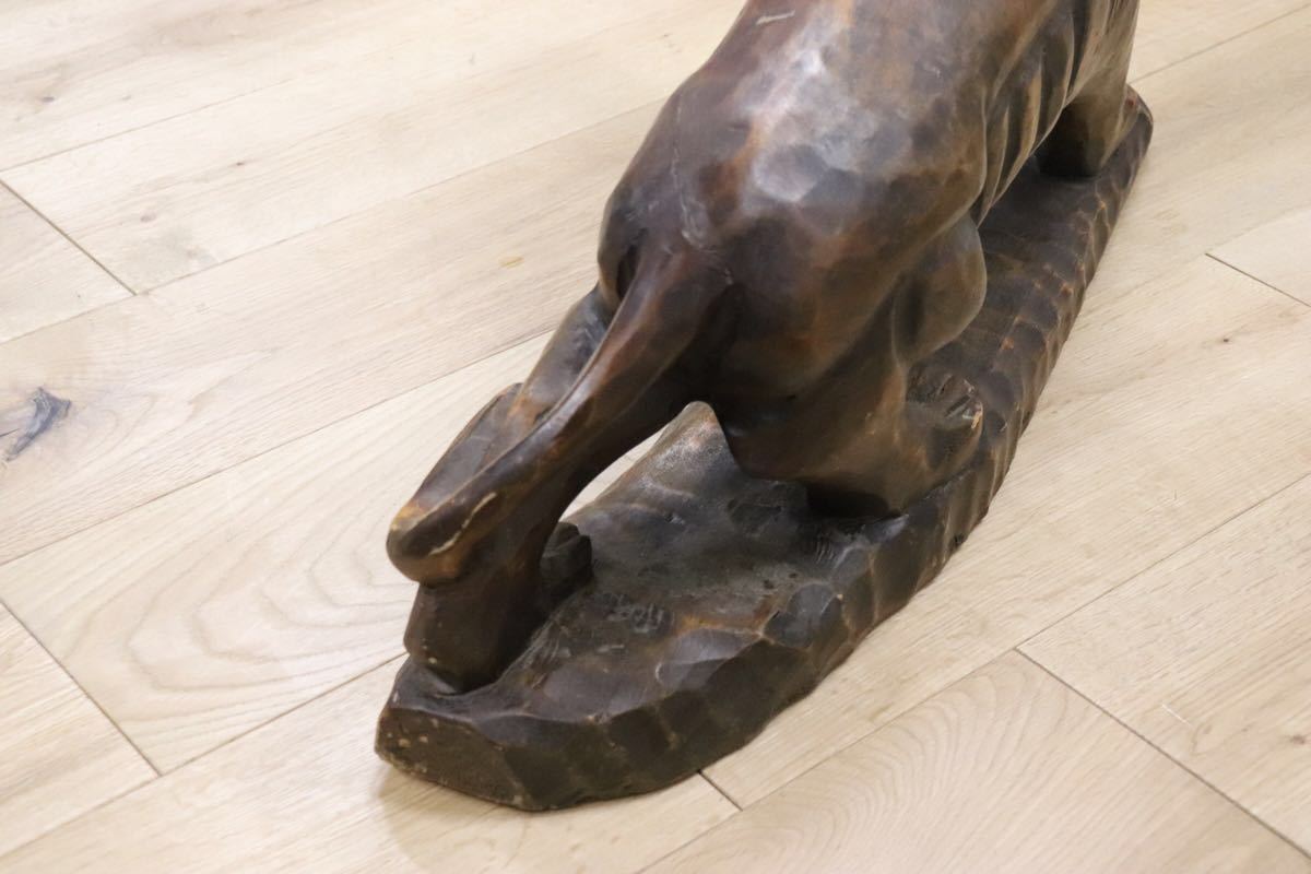 GMCK586 ○ 獅子 ライオン 木彫り像 オブジェ インテリア 飾り 木製 工芸品