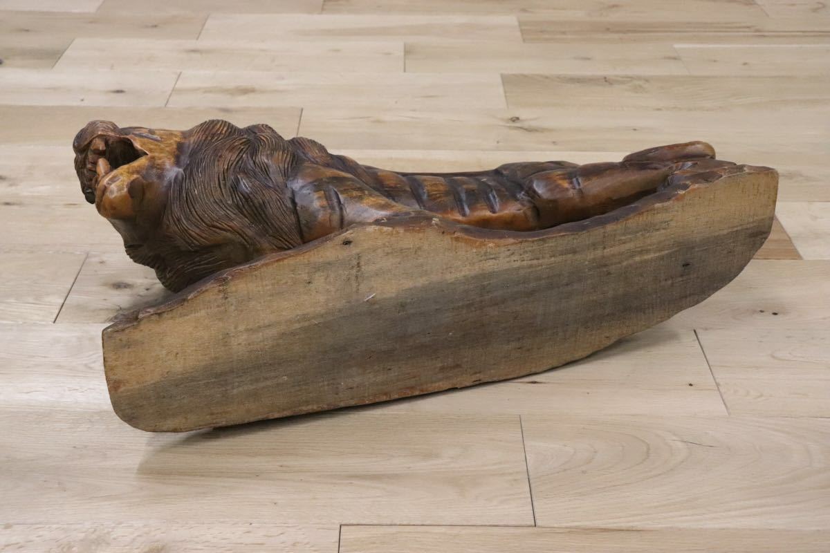 GMCK586 ○ 獅子 ライオン 木彫り像 オブジェ インテリア 飾り 木製 工芸品