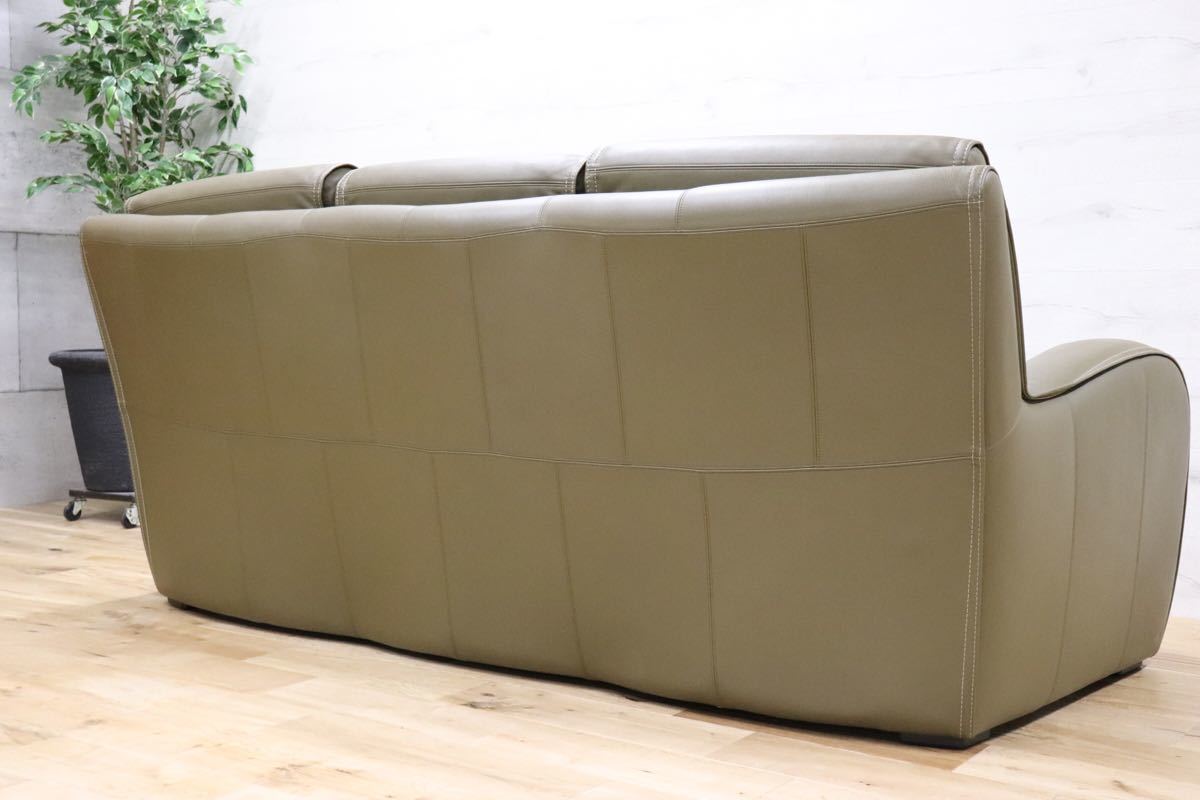 GMDN3 ○ 最高峰 domani / ドマーニ Excel-Life エクセルライフ トリプルソファ 3シーター 3人掛け 総革 モスグリーン 定価約80万 展示品