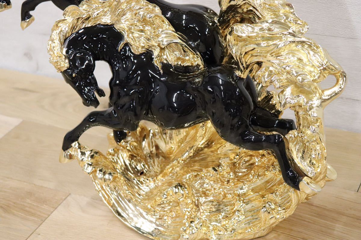 GMDTM31B ○ 飯田商事 iida 置物 馬 樹脂製 ブラック&金色 インテリア オブジェ 輸入雑貨