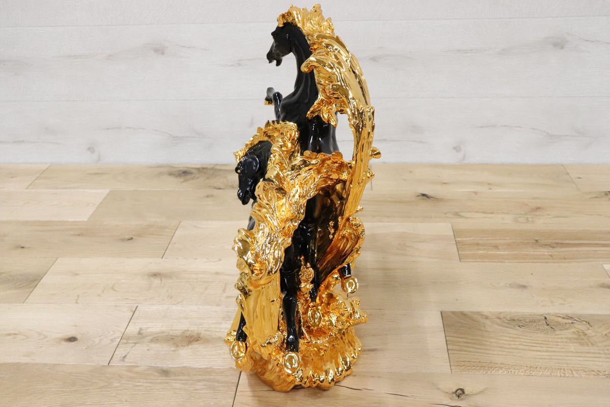 GMDTN31C ○ 飯田商事 iida 置物 馬 樹脂製 ブラック&金色 インテリア オブジェ 輸入雑貨