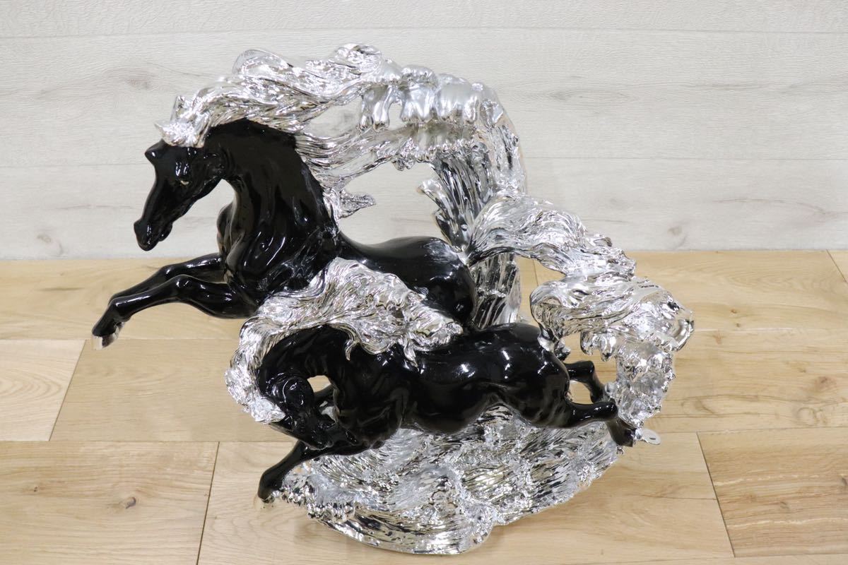 GMDTN31D ○ 飯田商事 iida 置物 馬 樹脂製 ブラック&シルバー色 インテリア オブジェ 輸入雑貨