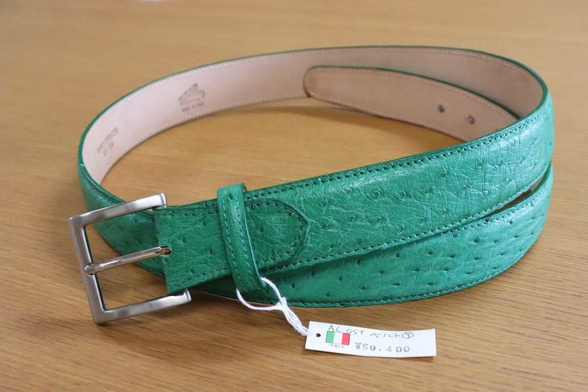 GMAHM01G ○ ALOST ベルト made in italy イタリア製 グリーン 定価約5万 未使用 在庫品