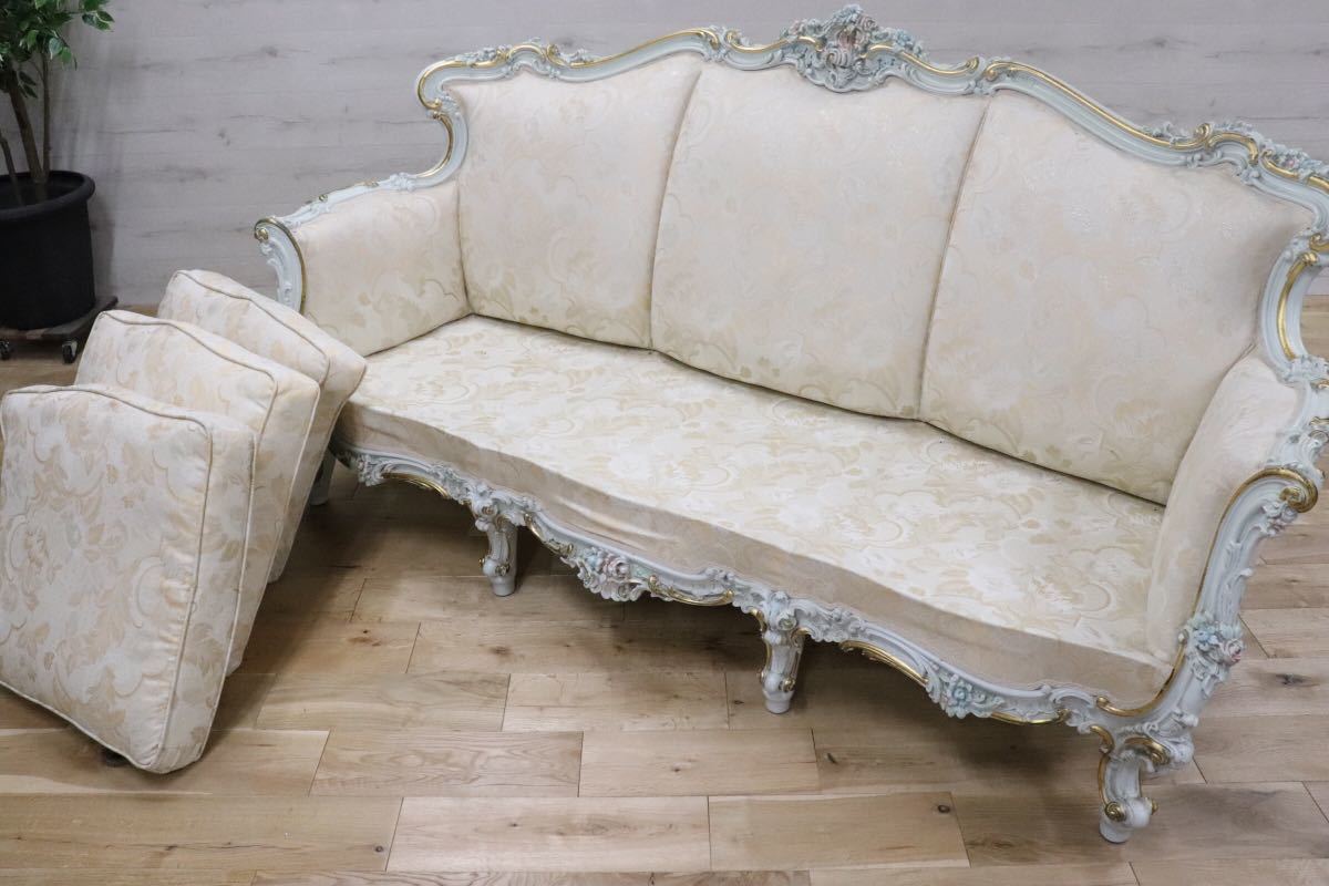 GMDNS105○ SILIK / シリック lo stile di classe 3人掛けソファ 3Pソファ イタリア最高峰 姫家具 ロココ様式 定価約110万 展示品