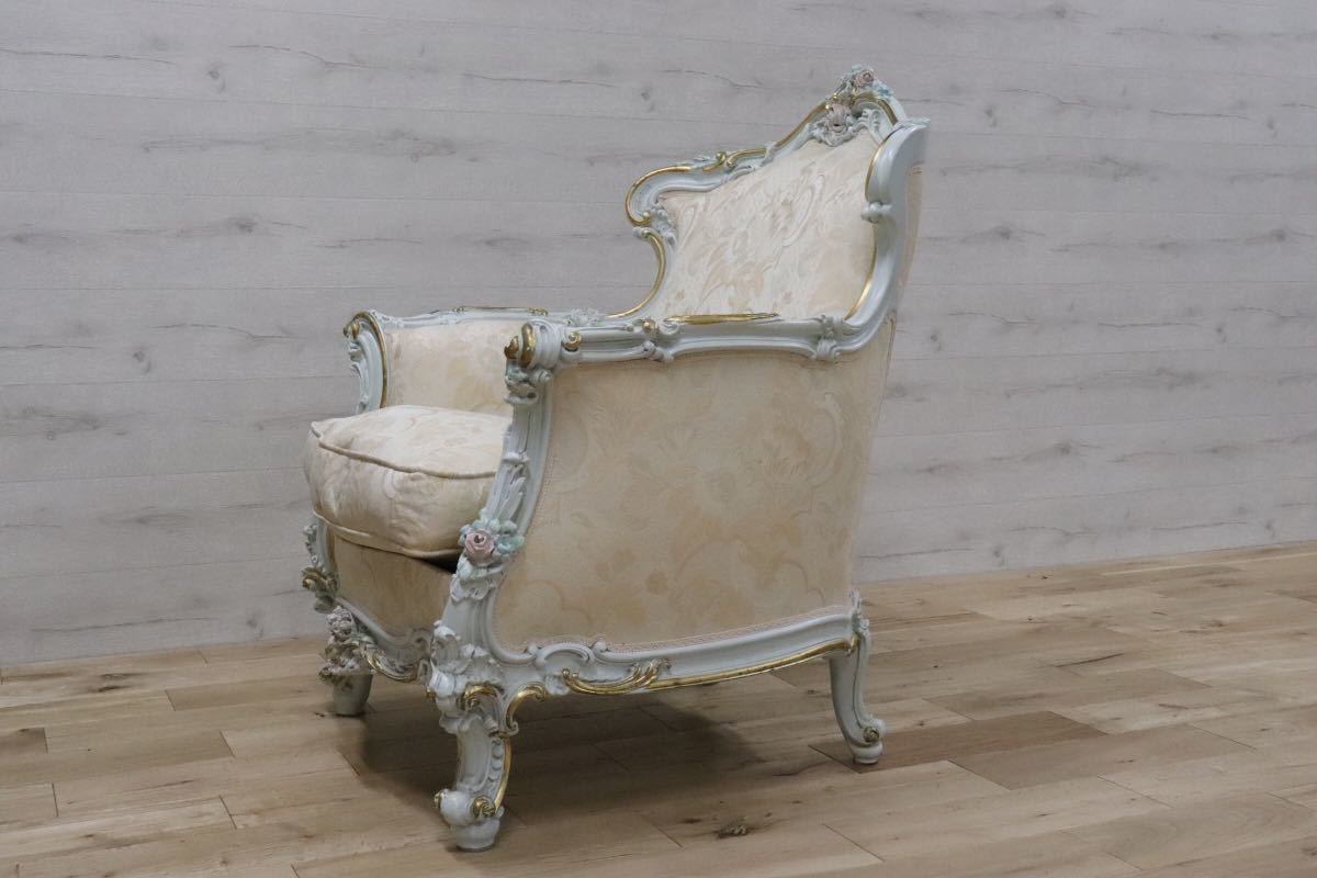 GMDNS105 ○ SILIK / シリック lo stile di classe シングルソファ 1Pソファ 1人掛けソファ イタリア最高峰 姫家具 ロココ様式 展示品