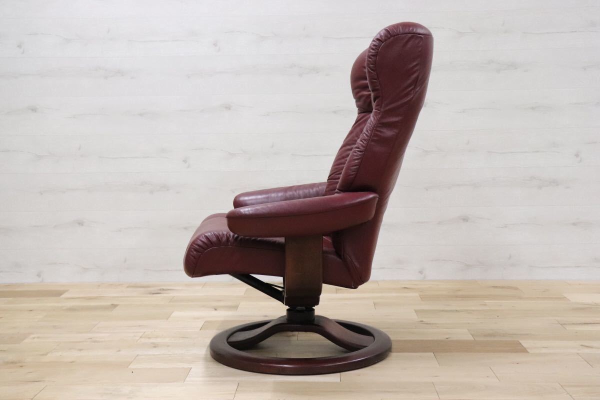GMDKS256 ○ HOVE MOBLER 北欧 ヴィンテージ リクライニングチェア パーソナルチェア ノルウェー ワインレッド系 総本革 検)エコーネス