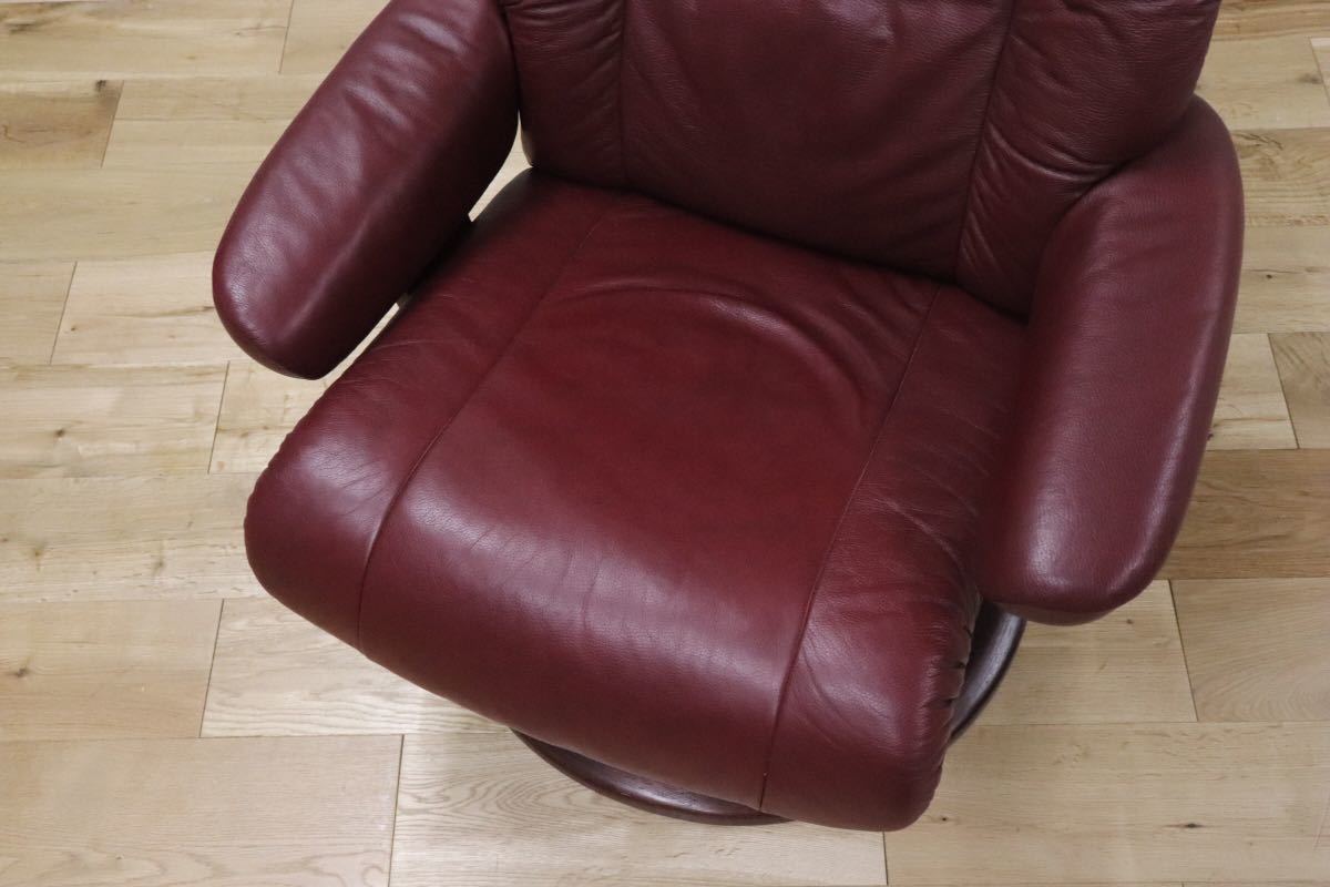 GMDKS256 ○ HOVE MOBLER 北欧 ヴィンテージ リクライニングチェア パーソナルチェア ノルウェー ワインレッド系 総本革 検)エコーネス