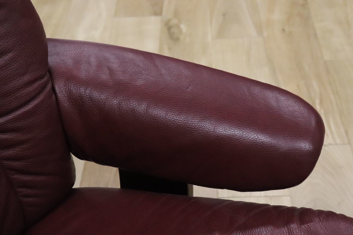 GMDKS256 ○ HOVE MOBLER 北欧 ヴィンテージ リクライニングチェア パーソナルチェア ノルウェー ワインレッド系 総本革 検)エコーネス