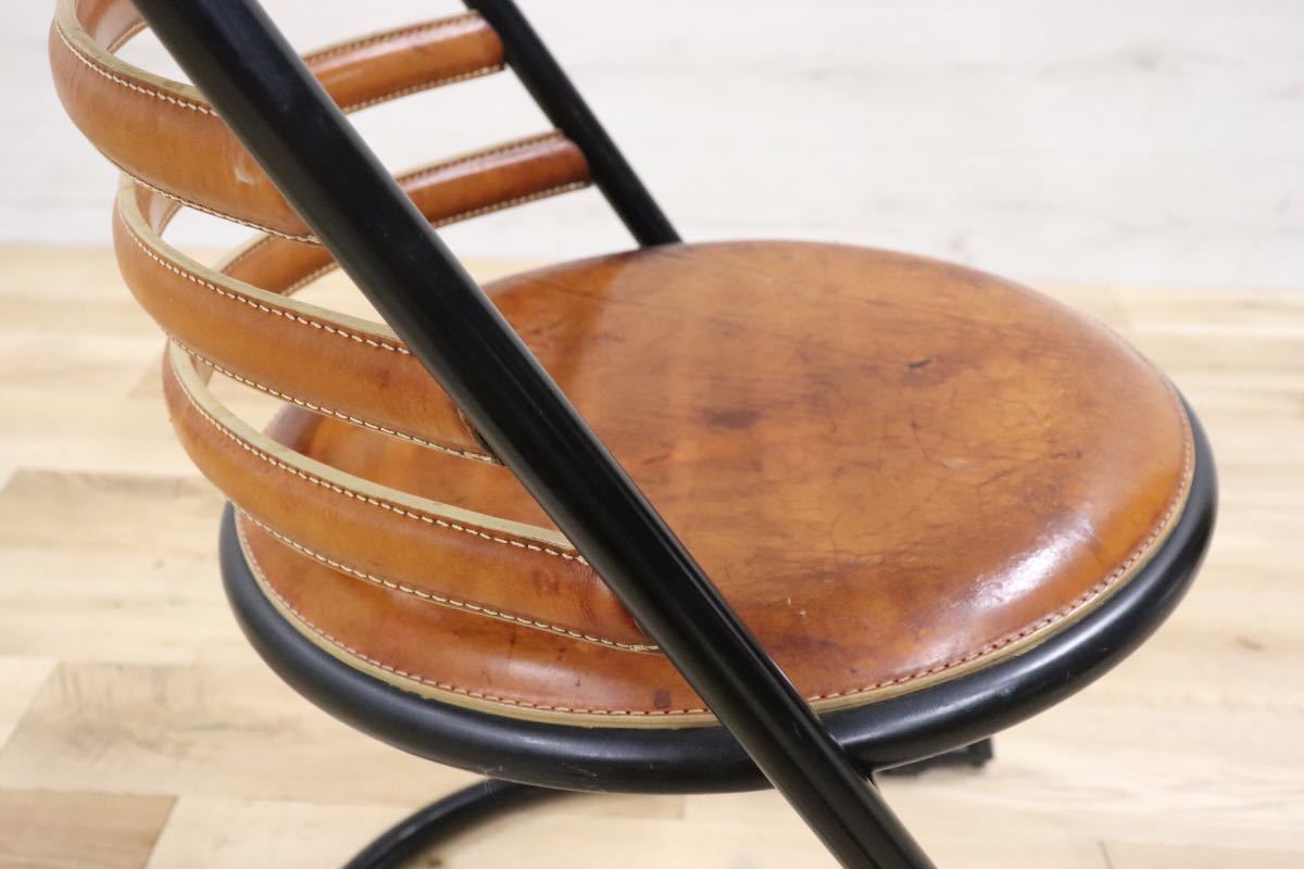 GMDNS100B ○ fasem / ファセム イタリア ビンテージ レザー チェア 革張り 希少 ACTUS アクタス