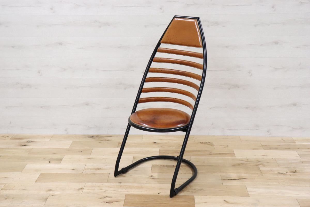 GMDNS100C ○ fasem / ファセム イタリア ビンテージ レザー チェア 革張り 希少 ACTUS アクタス