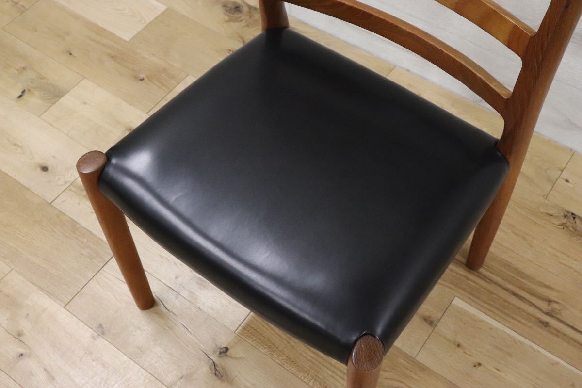 GMDTS93○ J.L.MOLLER / J.L.モラー NO.85 N.O.moller 北欧 ヴィンテージ ダイニングチェア デンマーク 希少 チーク材 革張り 張替済