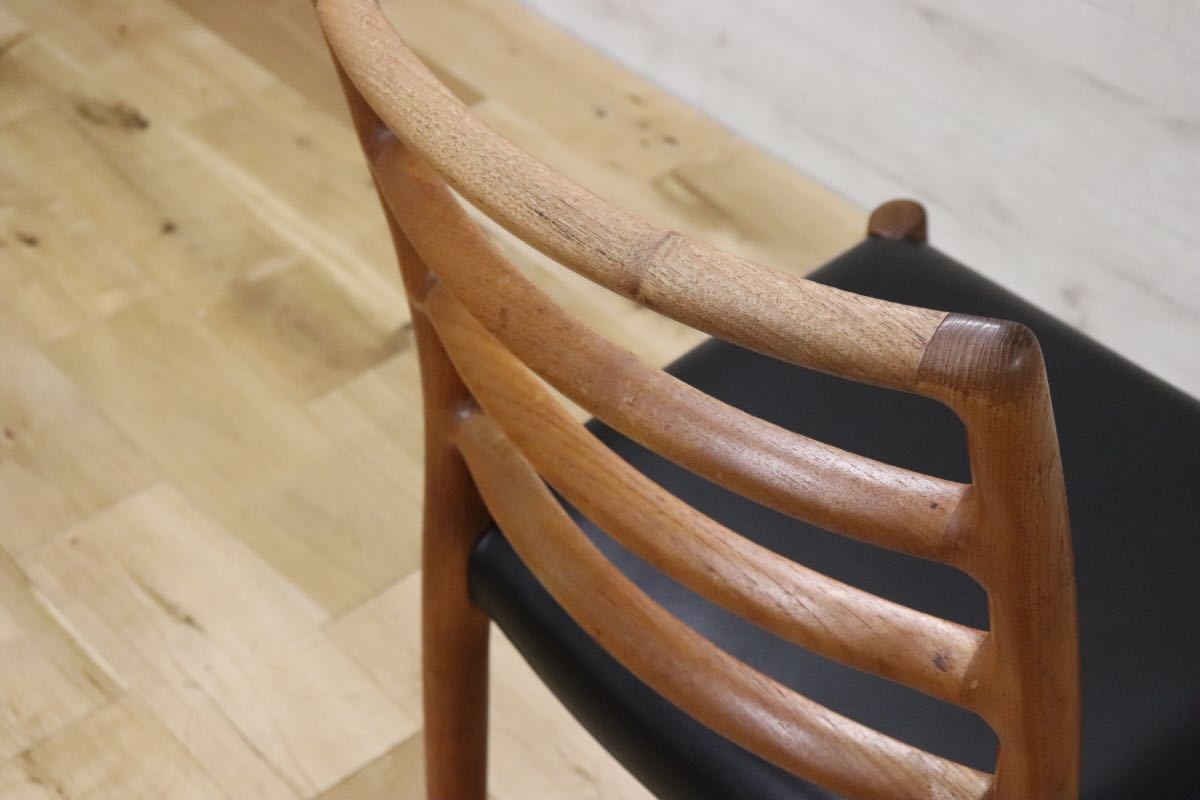 GMDTS93○ J.L.MOLLER / J.L.モラー NO.85 N.O.moller 北欧 ヴィンテージ ダイニングチェア デンマーク 希少 チーク材 革張り 張替済