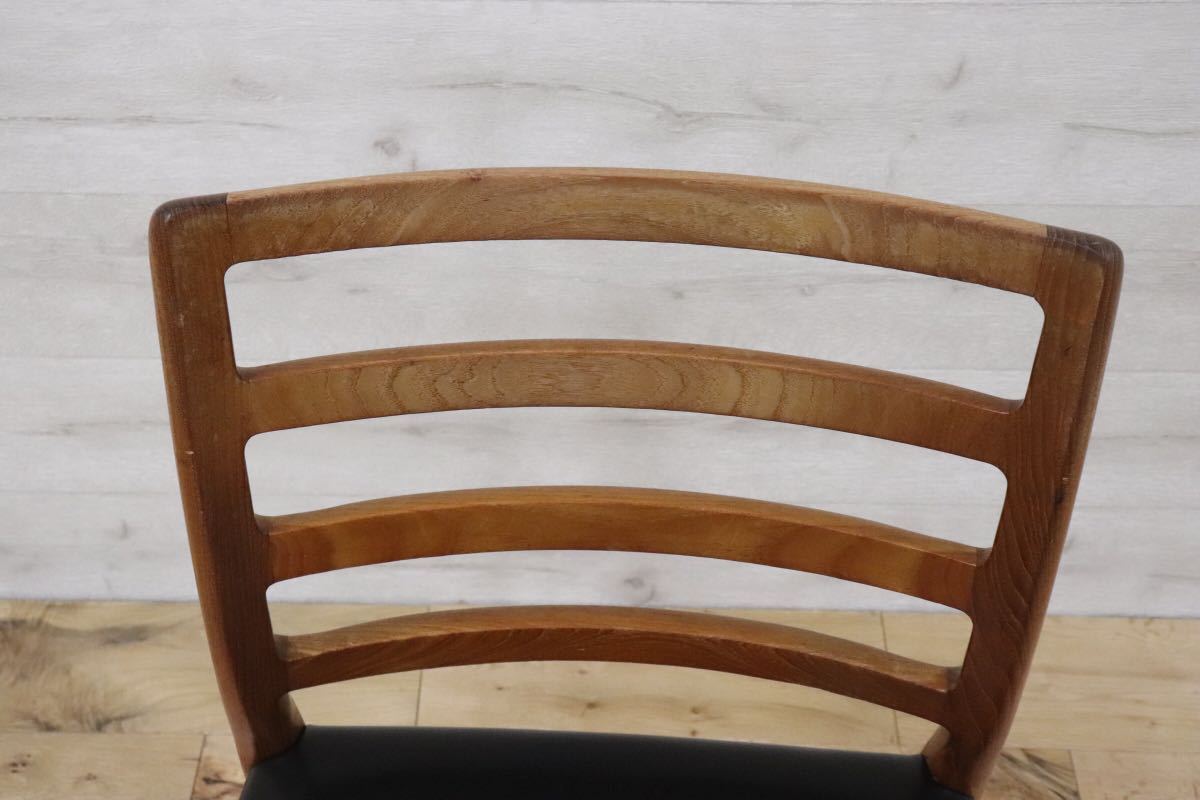 GMDTS93○ J.L.MOLLER / J.L.モラー NO.85 N.O.moller 北欧 ヴィンテージ ダイニングチェア デンマーク 希少 チーク材 革張り 張替済