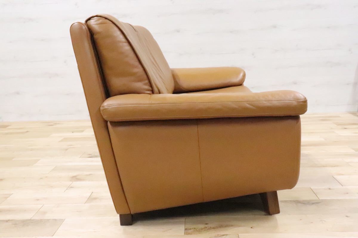 GMDHS157○ domani / ドマーニ 2人掛けソファ ラブソファ 2シーター ソファ 総本革 キャメル カリモク最高峰 廃番 参考定価約50万