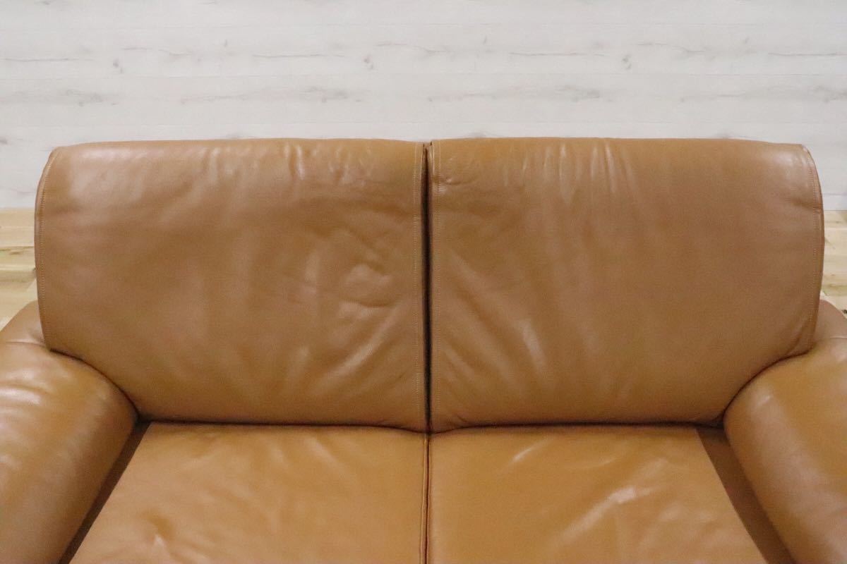 GMDHS157○ domani / ドマーニ 2人掛けソファ ラブソファ 2シーター ソファ 総本革 キャメル カリモク最高峰 廃番 参考定価約50万