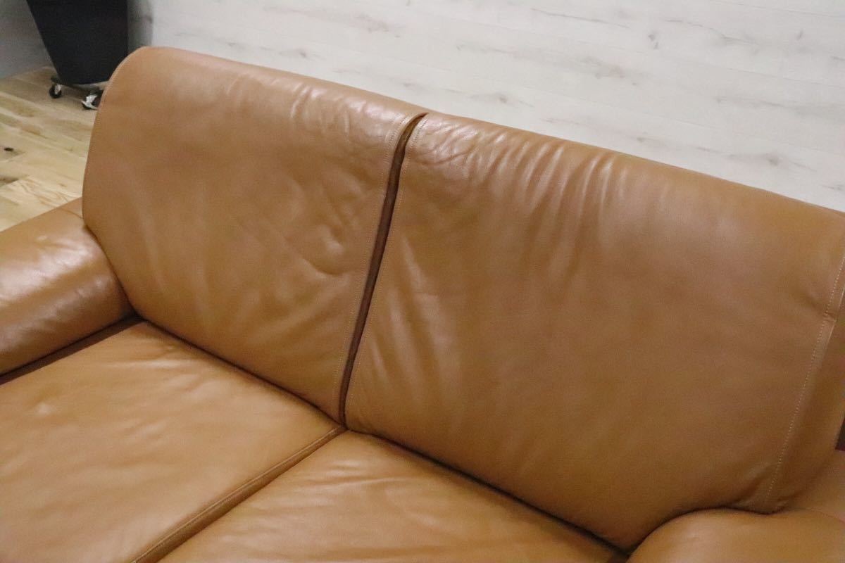 GMDHS157○ domani / ドマーニ 2人掛けソファ ラブソファ 2シーター ソファ 総本革 キャメル カリモク最高峰 廃番 参考定価約50万