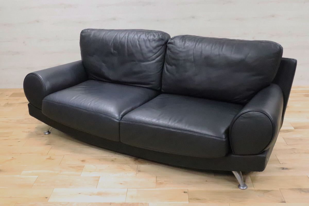 GMDKS402○ GALLERY M / ギャラリーエム 総本革 黒 ブラック 3人掛けソファ トリプルソファ モダン アクタス ACTUS