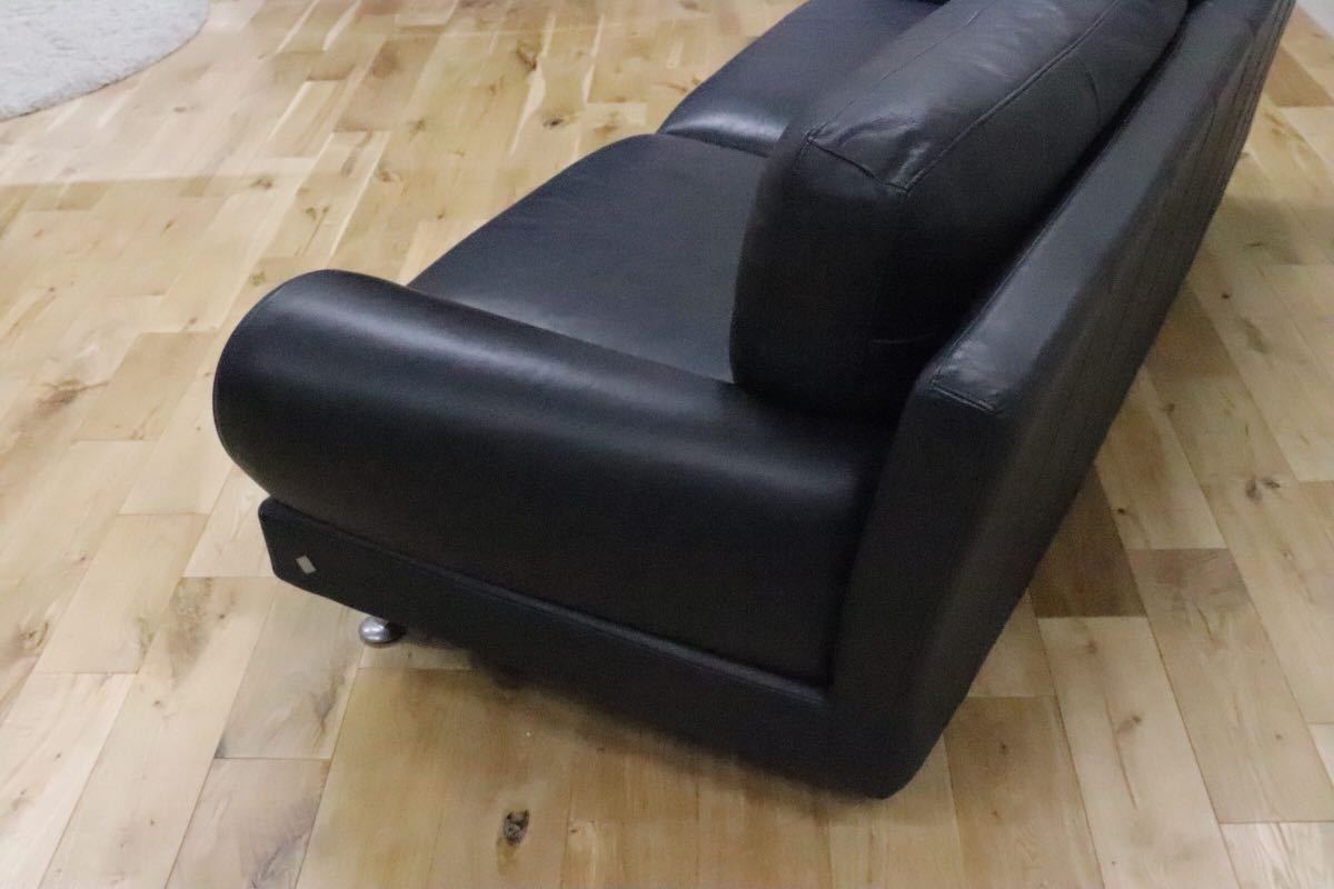 GMDKS402○ GALLERY M / ギャラリーエム 総本革 黒 ブラック 3人掛けソファ トリプルソファ モダン アクタス ACTUS