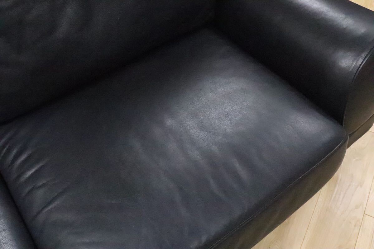 GMDKS402○ GALLERY M / ギャラリーエム 総本革 黒 ブラック 3人掛けソファ トリプルソファ モダン アクタス ACTUS