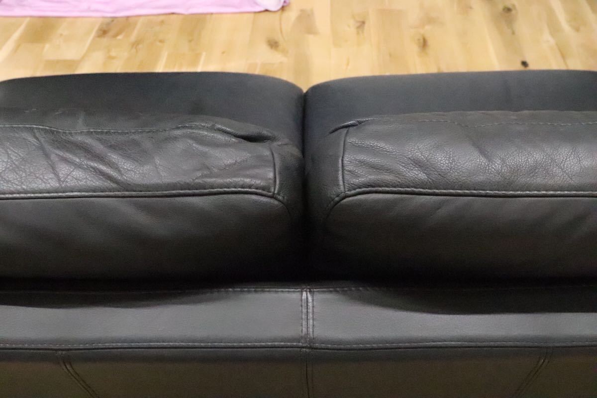 GMDKS402○ GALLERY M / ギャラリーエム 総本革 黒 ブラック 3人掛けソファ トリプルソファ モダン アクタス ACTUS