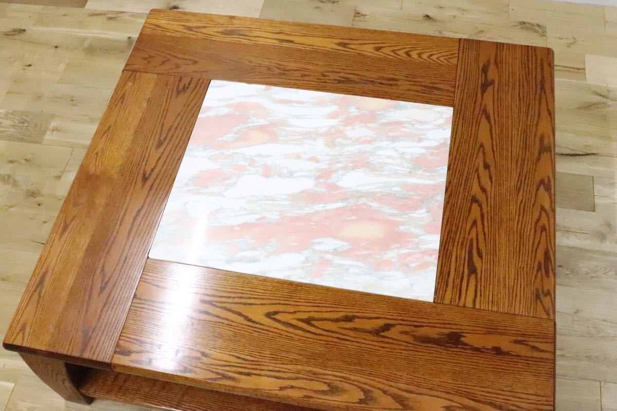 GMDN173○ 逸品 リビング センターテーブル 無垢材 楢材 タイル 作家 工房 家具 検)矢澤金太郎 臼杵春芳※発送不可