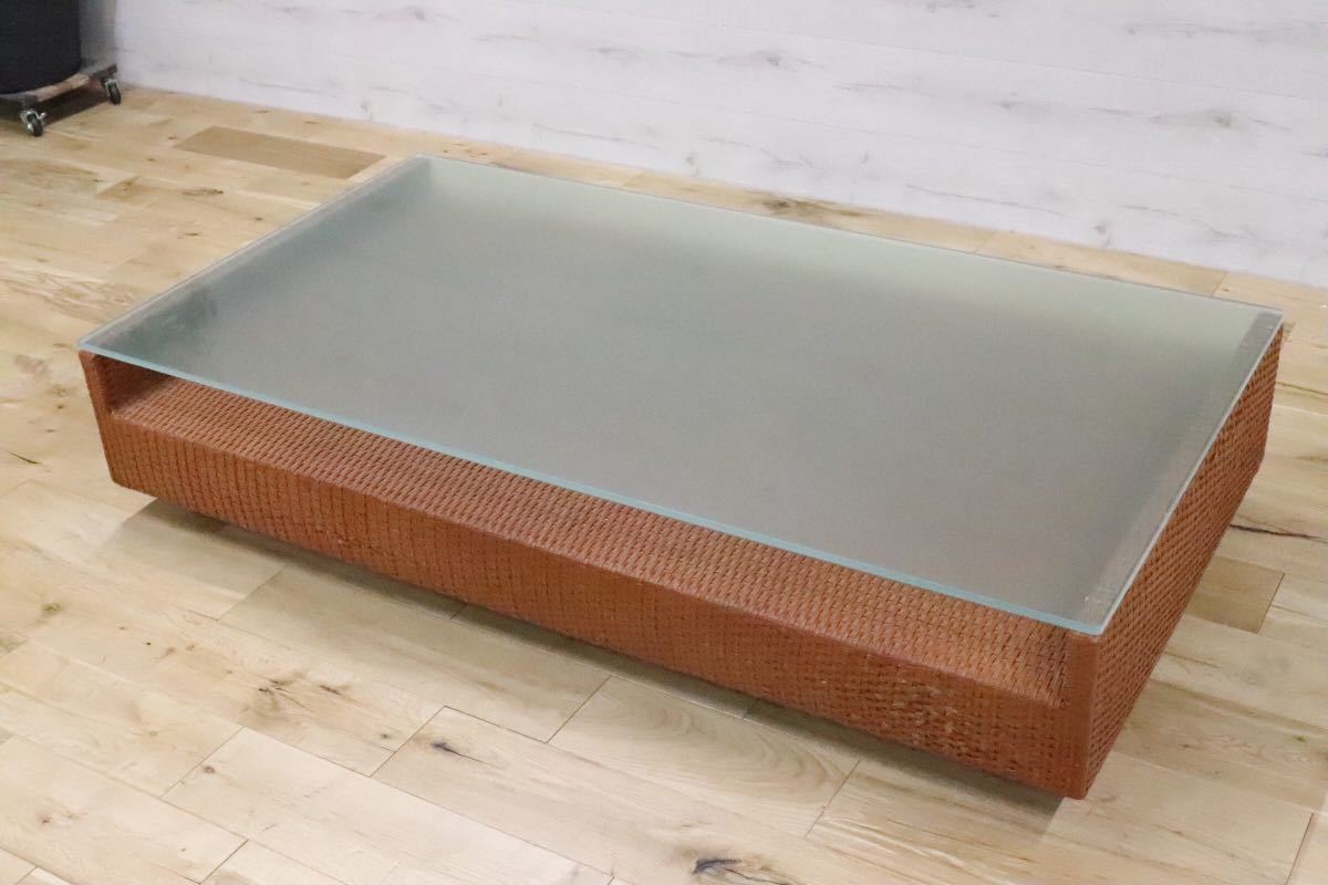 GMDK521○ arflex / アルフレックス A Teble a テーブル リビング ーテーブル ガラス×水牛革 定価約30万 イタリア モダン