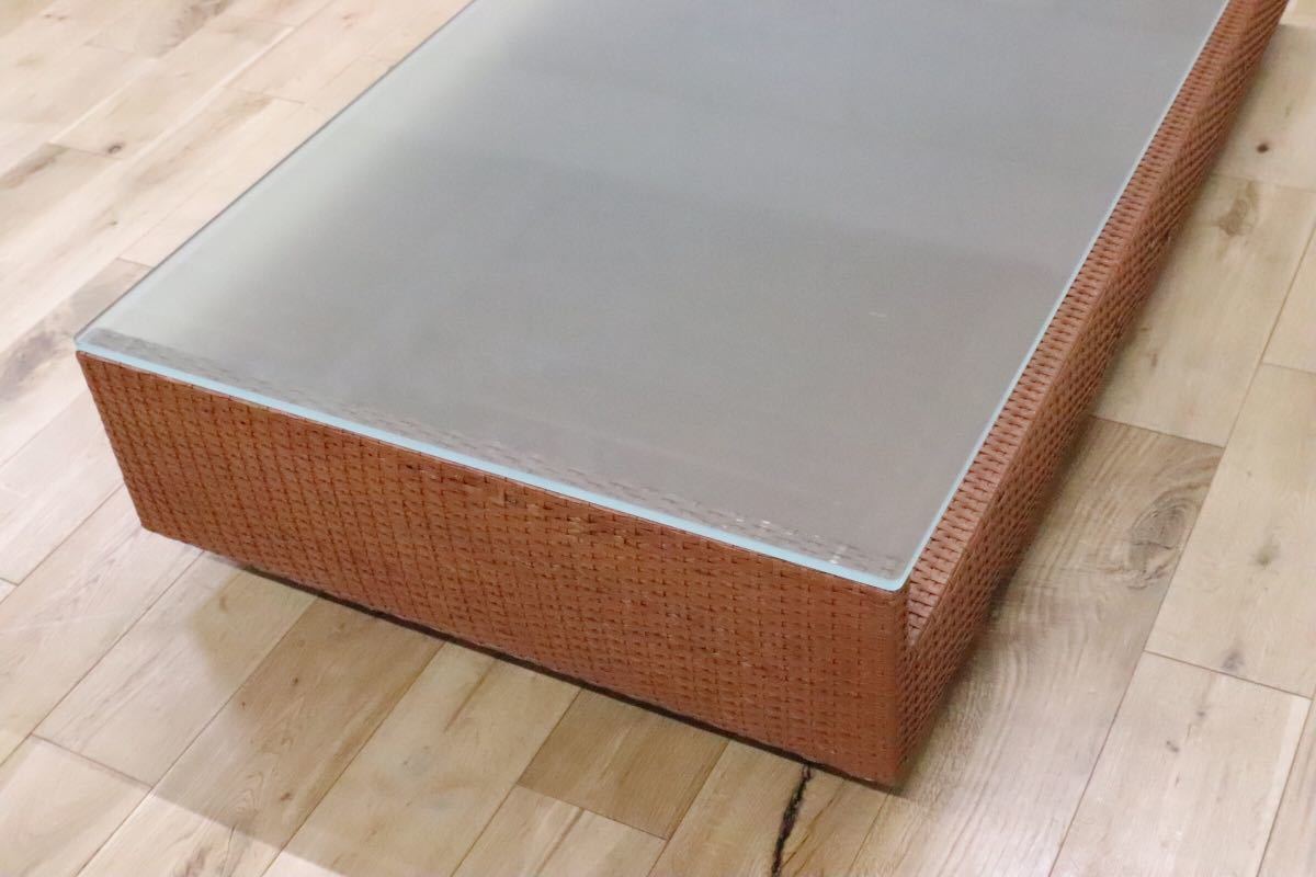 GMDK521○ arflex / アルフレックス A Teble a テーブル リビング ーテーブル ガラス×水牛革 定価約30万 イタリア モダン