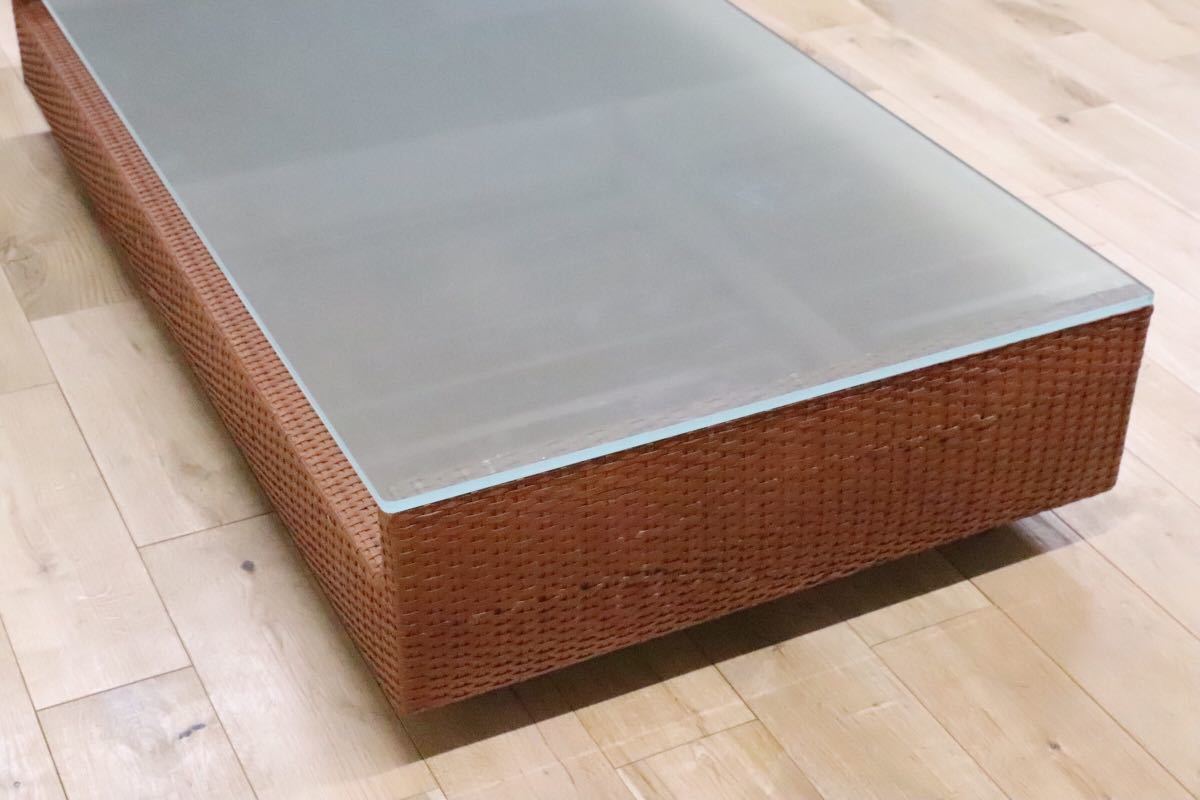 GMDK521○ arflex / アルフレックス A Teble a テーブル リビング ーテーブル ガラス×水牛革 定価約30万 イタリア モダン