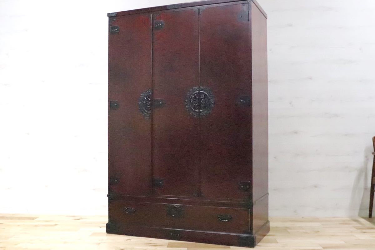 GMEK107○飛鳥民芸家具 ワードローブ 洋服箪笥 洋タンス 民芸家具 欅材 