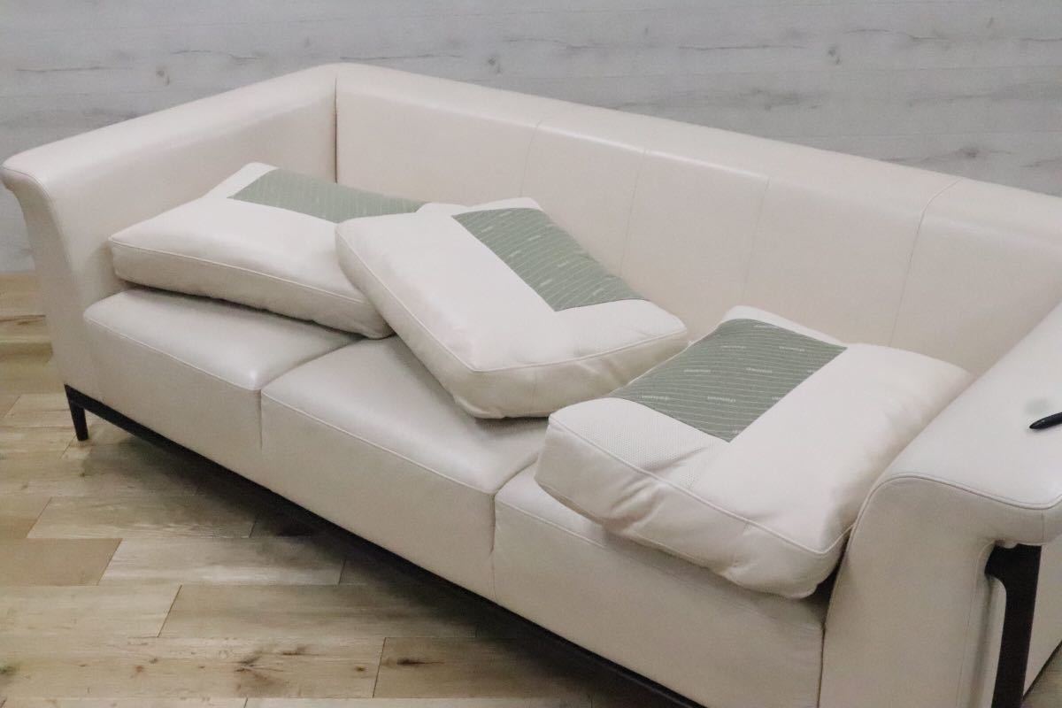 GMET61○domani / ドマーニ フィネッツァ カリモク最高峰 3人掛けソファ トリプルソファ 総本革 希少 廃番 定価約88万