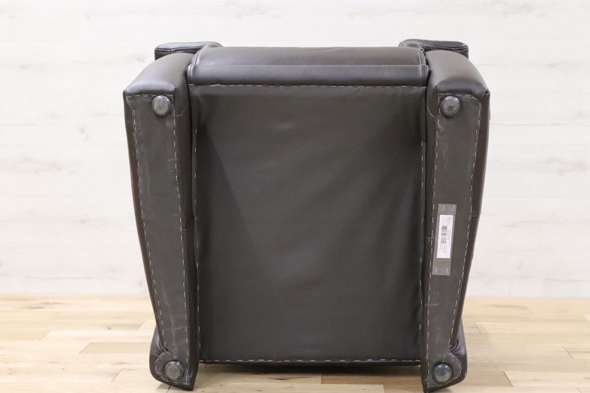 GMEH55○himolla / ヒモラ ベルク 1人掛けソファ シングルソファ 総革 ダークブラウン 最高級 ドイツ IDC大塚家具 定価約21.3万 展示品
