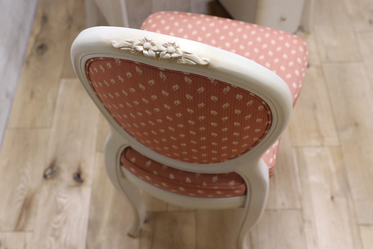 GMEN40○松永工房 KOBO フィオ ドレッサー チェア 椅子 鏡台 化粧台 姫家具 白家具 ロココ調 シャビー 定価20万弱 検)カンティーニュ