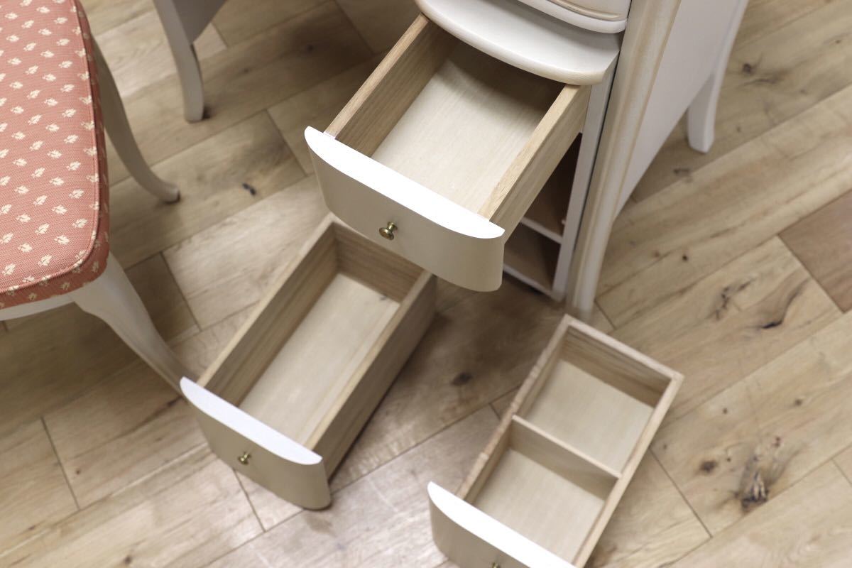 GMEN40○松永工房 KOBO フィオ ドレッサー チェア 椅子 鏡台 化粧台 姫家具 白家具 ロココ調 シャビー 定価20万弱 検)カンティーニュ