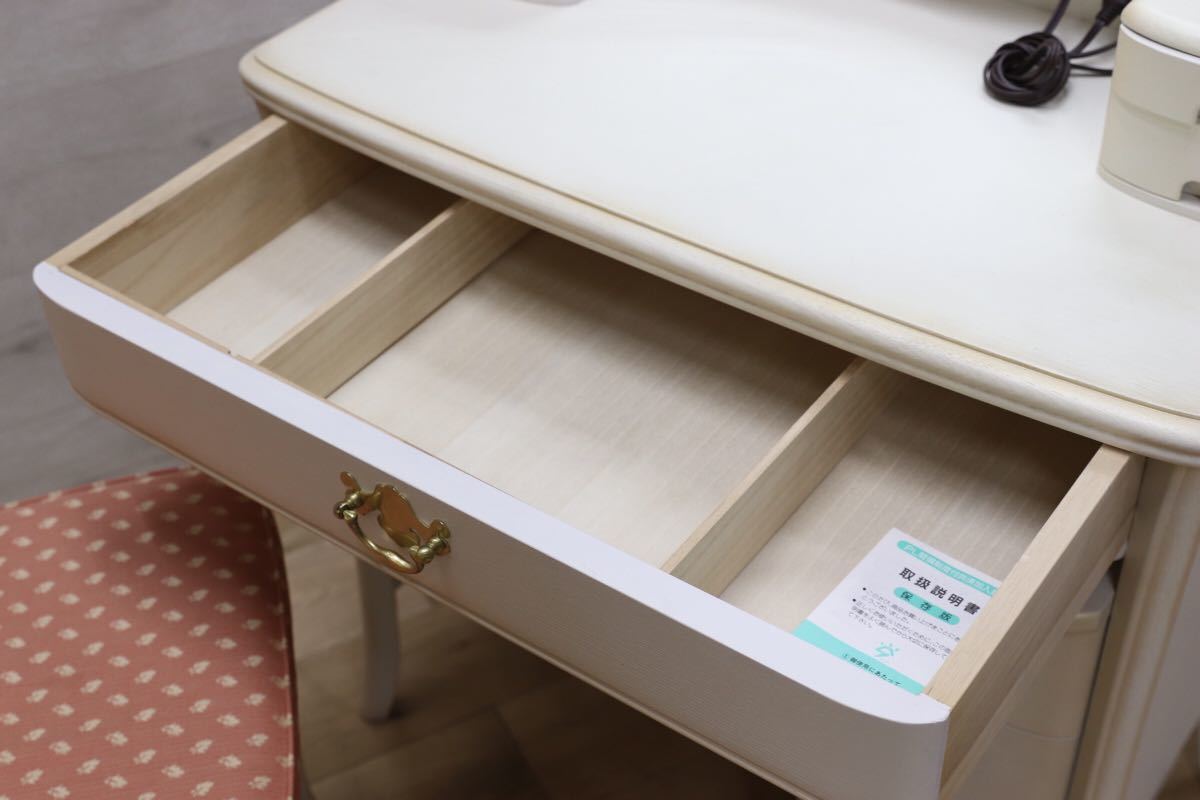 GMEN40○松永工房 KOBO フィオ ドレッサー チェア 椅子 鏡台 化粧台 姫家具 白家具 ロココ調 シャビー 定価20万弱 検)カンティーニュ
