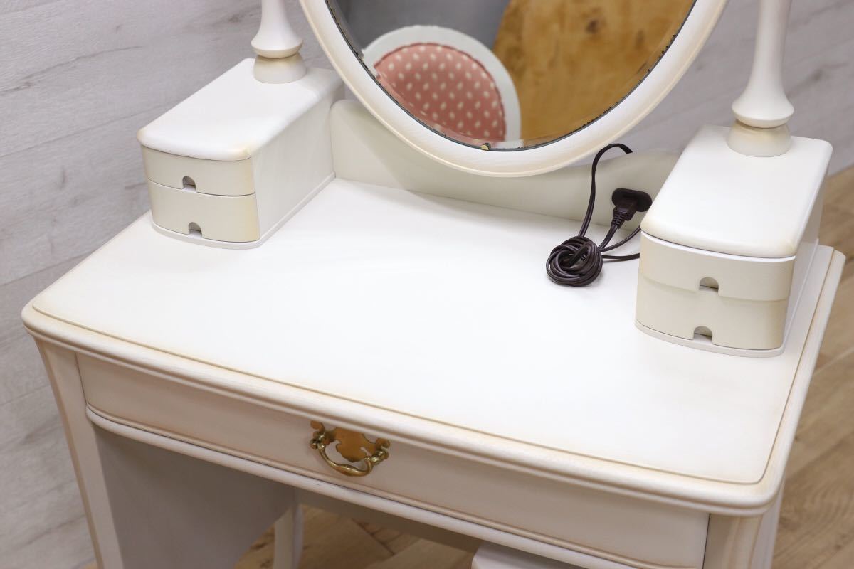 GMEN40○松永工房 KOBO フィオ ドレッサー チェア 椅子 鏡台 化粧台 姫家具 白家具 ロココ調 シャビー 定価20万弱 検)カンティーニュ