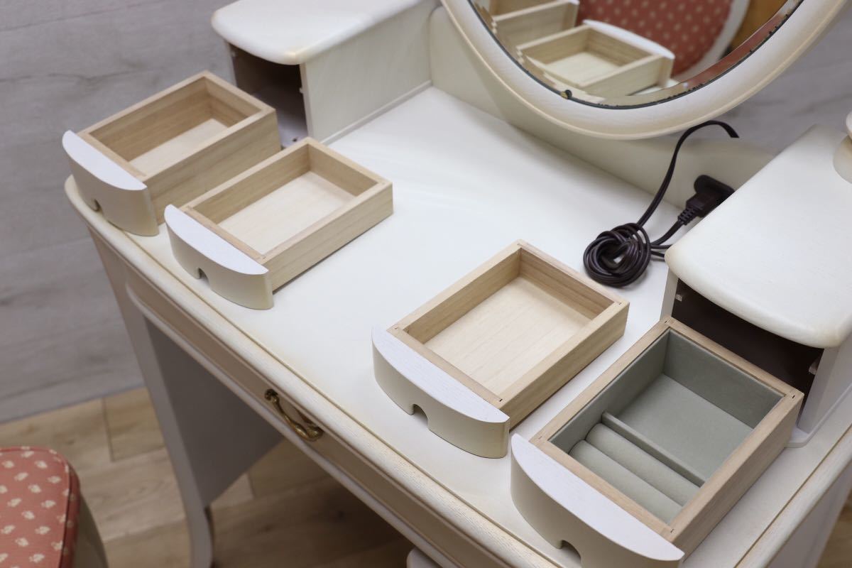 GMEN40○松永工房 KOBO フィオ ドレッサー チェア 椅子 鏡台 化粧台 姫家具 白家具 ロココ調 シャビー 定価20万弱 検)カンティーニュ