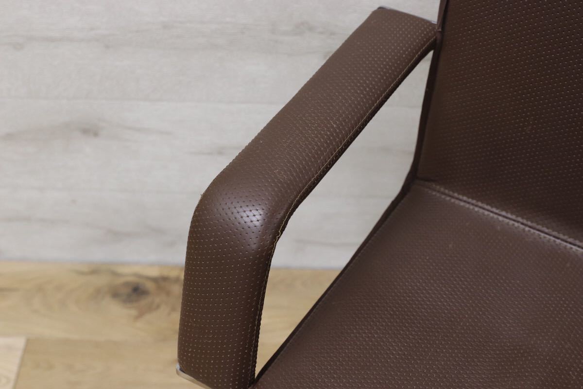 GMEK259B○Saporiti Italia / サポリティ イタリア 回転式 レザーチェア 高級 モダン 希少 ヴィンテージ 椅子 アームチェア