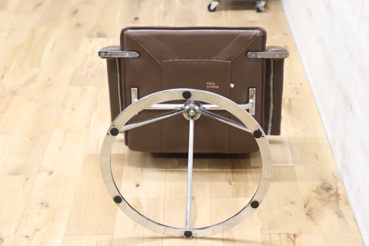 GMEK259B○Saporiti Italia / サポリティ イタリア 回転式 レザーチェア 高級 モダン 希少 ヴィンテージ 椅子 アームチェア