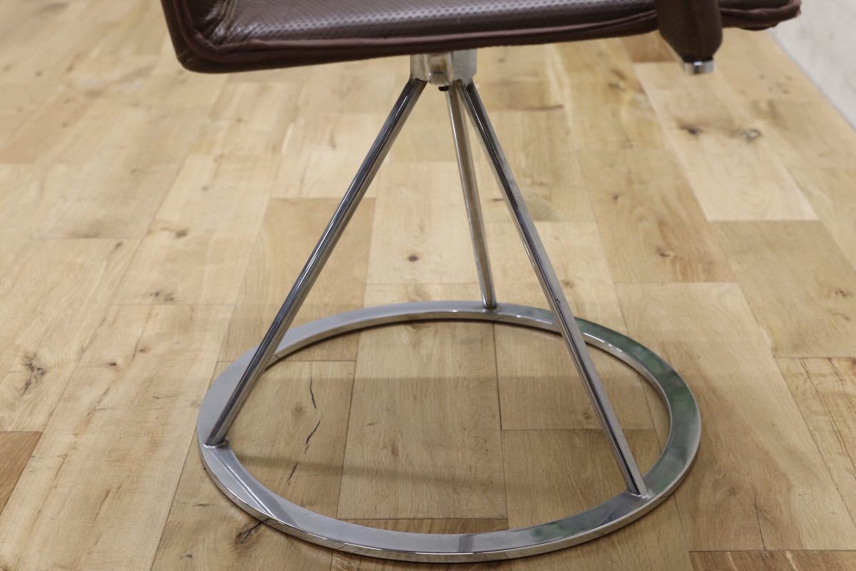 GMEK259C○Saporiti Italia / サポリティ イタリア 回転式 レザーチェア 高級 モダン 希少 ヴィンテージ 椅子 アームチェア