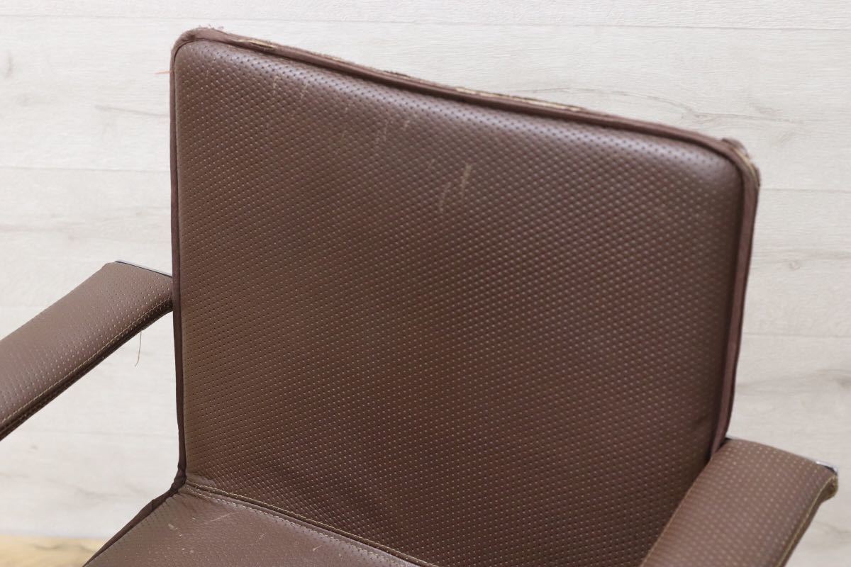 GMEK259C○Saporiti Italia / サポリティ イタリア 回転式 レザーチェア 高級 モダン 希少 ヴィンテージ 椅子 アームチェア